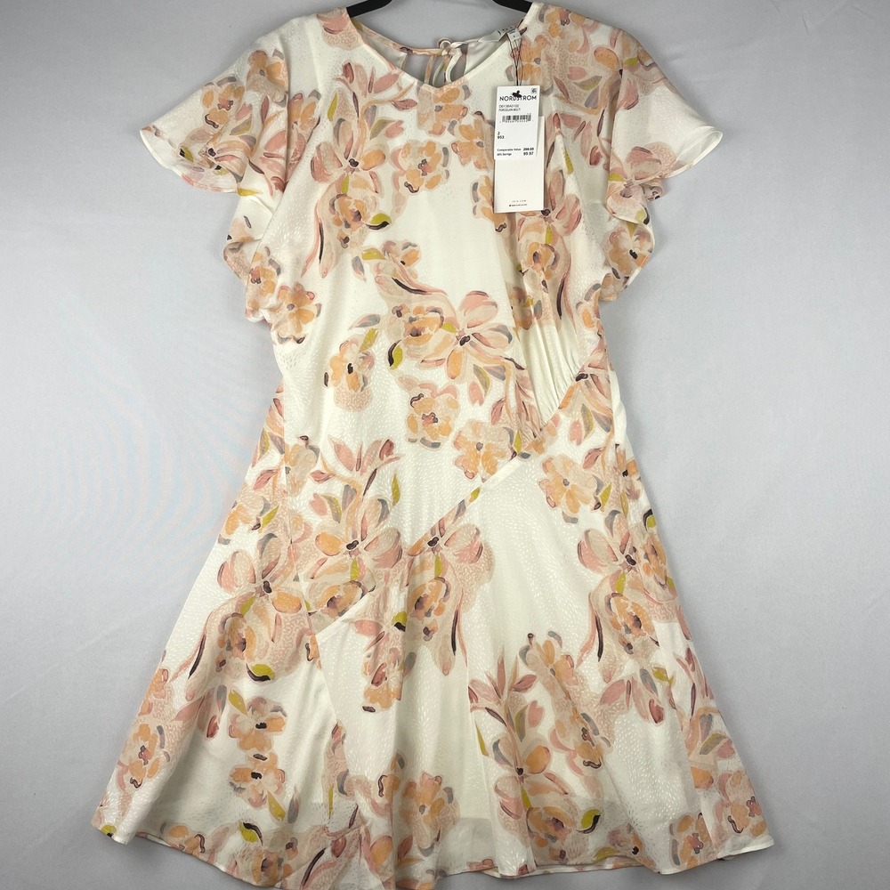 Joie Porcelain Multi Floral Mini Fit Flare Feminine Dress D0138A0102 Size 2 NWT